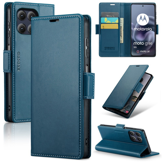 ERBORD Глянцевый кошелек из личи с клапаном для Motorola Moto G86 5G / G86 Power 5G