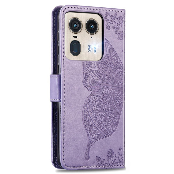 Чохол-книжка для Motorola Edge 50 Ultra, Butterfly, фіолетовий