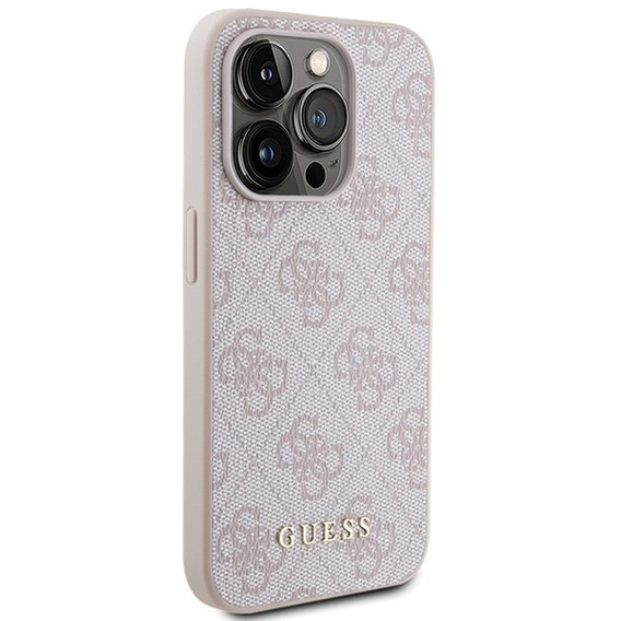 Чехол GUESS до iPhone 15 Pro Max, 4G Metal Gold Logo, розовый