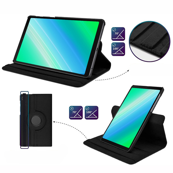 Чехол для Samsung Galaxy Tab A7 Lite 8.7 T220 / T225 TB330FU 10.95", вращающийся на 360, чёрный