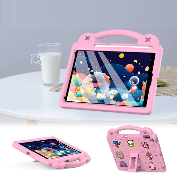 Дитячий чохол для планшета iPad 10.2" 2021/2020/2019 (9/8/7 gen.) / Air 10.5" 2019 (3 gen.), Cute Patterns, з підставкою, рожевий