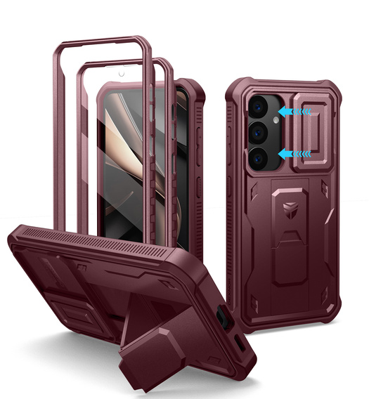 Бронированный чехол для Samsung Galaxy S25, Dexnor Full Body (Two Frames), красный
