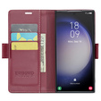 Чехол для Samsung Galaxy S24 Ultra, ERBORD Glossy Litchi, кошелек с клапаном, красный