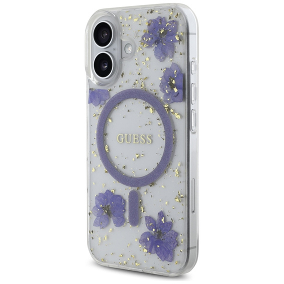 Чехол GUESS HC MagSafe Resin Flowers and Glitter для iPhone 16
