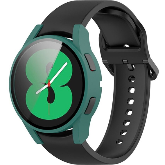 Силиконовый футляр со встроенным защитным стеклом до Samsung Galaxy Watch4 40mm, зелёный