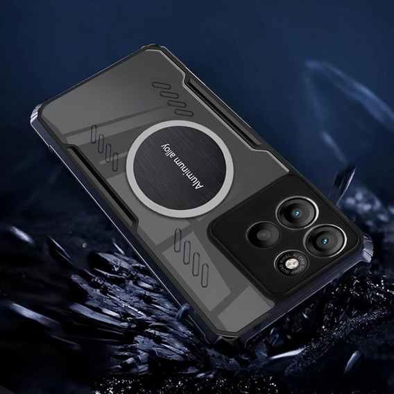 Чохол для Motorola Moto G15 / Motorola Moto G15 Power, з магнітною пластиною, прозорий / чорний