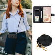 Чохол-сумка для Samsung Galaxy S25 FE, Rhombus Crossbody Leather, чорний
