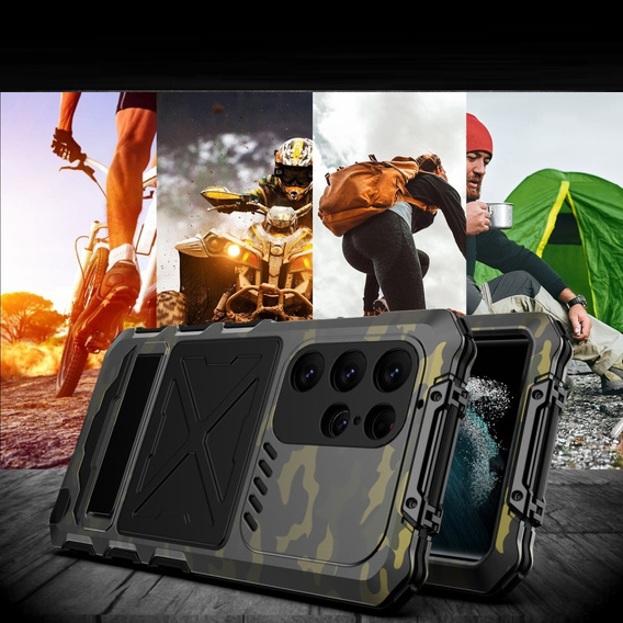 Бронированный чехол для Samsung Galaxy S24 Ultra Military Kickstand, зелёный