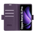 Чохол для Oppo Reno 13 Pro, ERBORD Glossy Litchi, гаманець з клапаном, фіолетовий