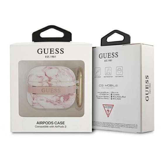 Оригинальный чехол для наушников от Guess для AirPods 3, Marble Strap, Pink
