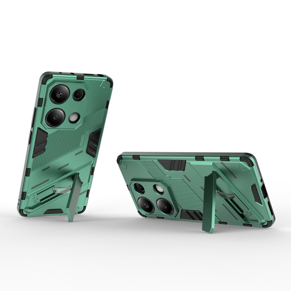 Чехол для Xiaomi Redmi Note 13 Pro 4G / Xiaomi Redmi Note 14S / Xiaomi Poco M6 Pro 4G, Military kickstand, зелёный