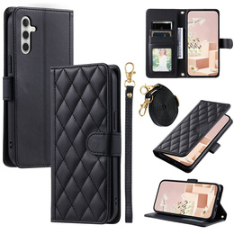 чехол-крышка для Samsung Galaxy S25 FE, Rhombus Crossbody Leather, чёрный