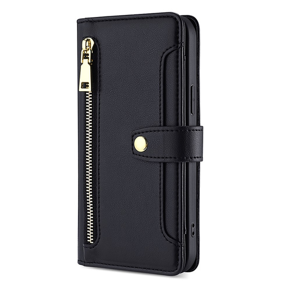 Откидной чехол для Oppo Reno8 T 4G, Wallet Zipper Pocket, чёрный