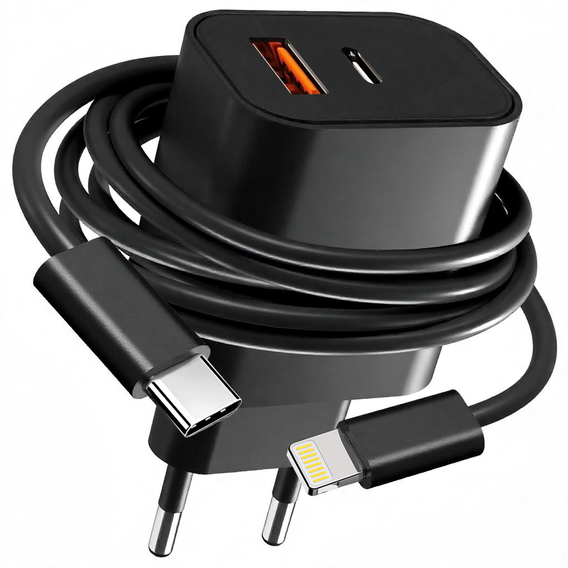 Мережевий зарядний пристрій XO CE12, USB-C, 20 Вт + USB-C - кабель блискавки, білий