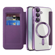Чохол-книжка для Samsung Galaxy S25, RFID Wallet MagSafe CamShield, фіолетовий