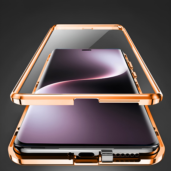 Чехол для Honor Magic 7 Lite, Magnetic Dual Glass, оранжевый