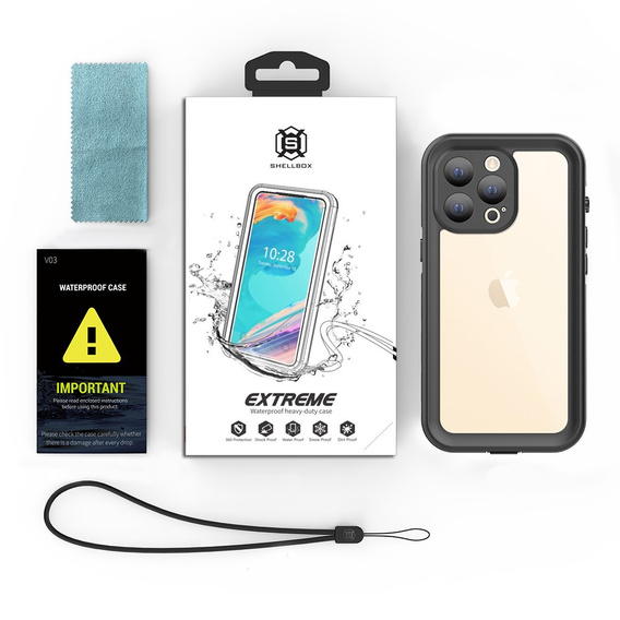 Водонепроницаемый чехол IP68 для iPhone 13 Pro, SHELLBOX, чёрный