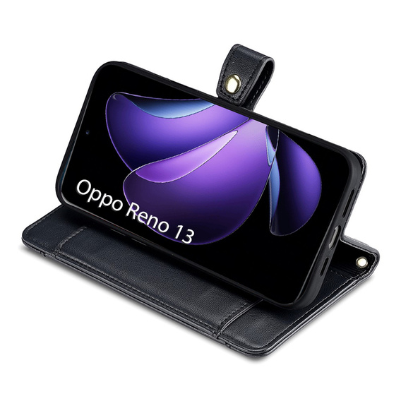 Откидной чехол для Oppo Reno 13, Wallet Zipper Pocket, чёрный
