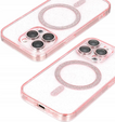Чохол для iPhone 16 Pro Max, ERBORD Glitter MagSafe, рожевий + Скло для екрану
