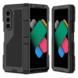 Бронированный чехол для Samsung Galaxy Z Fold6 5G, алюминиевый, с подставкой и местом для стилуса, чёрный