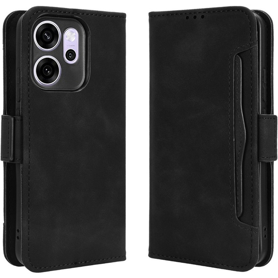 Чехол с клапаном для Oppo Reno 14F, слот для карт, бумажник, черный