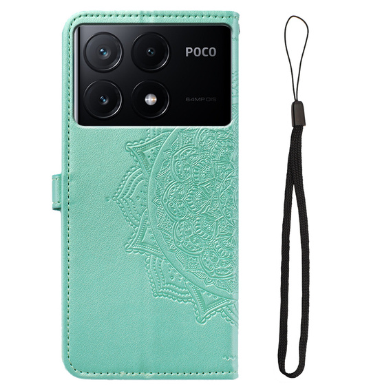 Откидной чехол для Xiaomi Poco X6 Pro 5G, Mandala, розовый rose gold