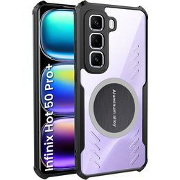 Чехол для Infinix Hot 50 Pro+ 4G, с магнитной пластиной, прозрачный / черный