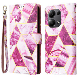 Откидной чехол для Xiaomi Redmi Note 13 Pro 4G / Xiaomi Redmi Note 14S / Xiaomi Poco M6 Pro 4G, Wallet, Marble фиолетовый