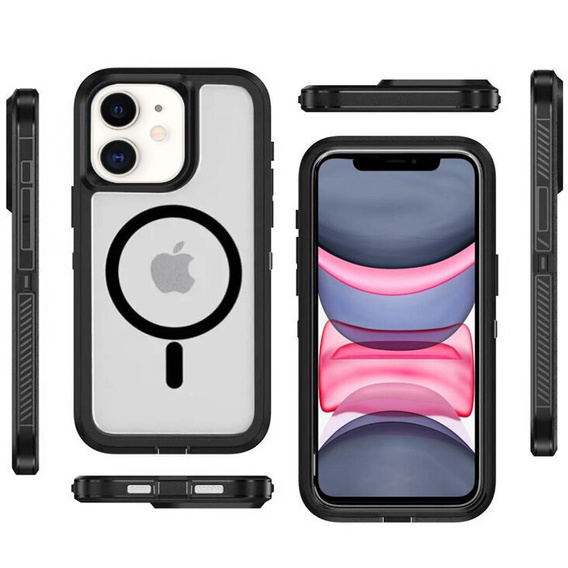 Чехол с рамкой для iPhone 11, для MagSafe, прозрачный / черный