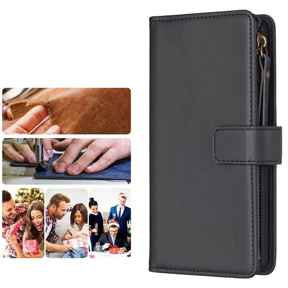 Откидной чехол для Xiaomi Redmi 13C / Poco C65, Wallet Zipper Pocket, чёрный