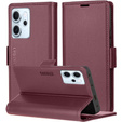 Чехол для Oppo Reno 14 F / 14 FS, ERBORD Glossy Litchi, кошелек с клапаном, красный