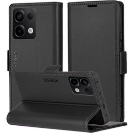 Чохол для Xiaomi Redmi Note 13 Pro 4G / Xiaomi Redmi Note 14S / Xiaomi Poco M6 Pro 4G, ERBORD Glossy Litchi, гаманець з клапаном, чорний