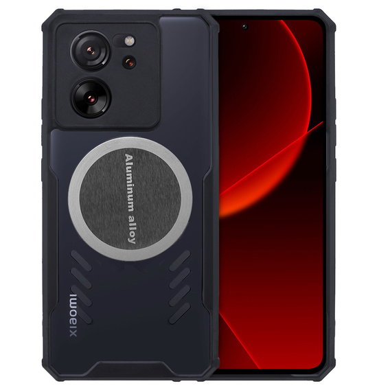 Чехол для Xiaomi 13T / 13T Pro с магнитной полосой, черный / прозрачный