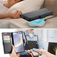 Чохол для Samsung Galaxy S24, ERBORD Glossy Litchi, гаманець з клапаном, чорний