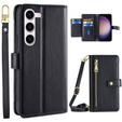 Откидной чехол для Samsung Galaxy S23, Wallet Zipper Pocket, чёрный