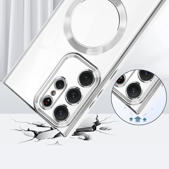 Чехол до Samsung Galaxy S23 Ultra, MagSafe Hybrid, серебряный