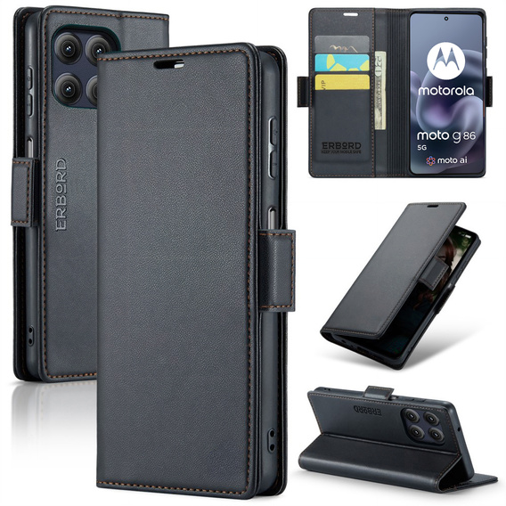 ERBORD Глянцевий гаманець Litchi з клапаном для Motorola Moto G86 5G / G86 Power 5G