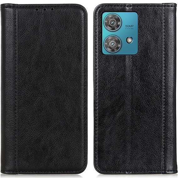 Чoхол до Motorola Edge 40 Neo, Wallet Litchi Leather, чорний