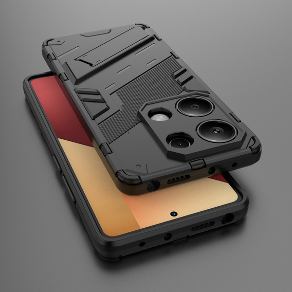 Чехол для Xiaomi Redmi Note 13 Pro 4G / Xiaomi Redmi Note 14S / Xiaomi Poco M6 Pro 4G, Military kickstand, чёрный