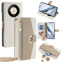 Флип-кейс для Honor Magic 6 Lite 5G, Wallet Zipper Pocket, с зеркалом, белый