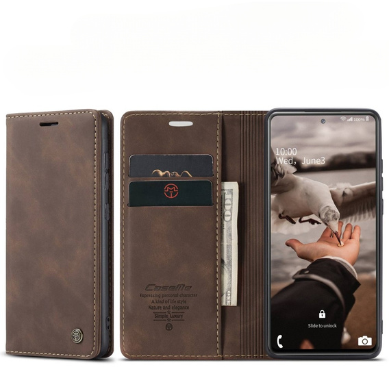 Чехол CASEME для Samsung Galaxy S20 FE, Leather Wallet Case, коричневый