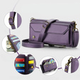 Чехол CASEME для Samsung Galaxy S24 FE, RFID Leather Wallet, с плечевым ремнем, фиолетовый