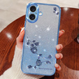 Чехол для iPhone 16 Plus, Glitter Flower, синий