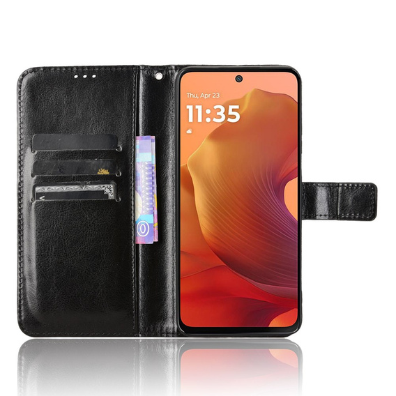 Футляр з клапаном для Motorola Moto G15 / Motorola Moto G15 Power, Crazy Horse Wallet, чорний