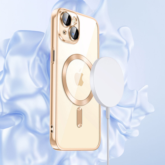 Чохол для iPhone 15, Electro MagSafe, золотий + Скло на екран
