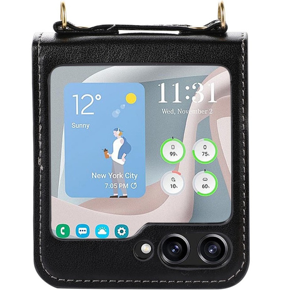 Шкіряний чохол для Samsung Galaxy Z Flip 5 5G, чорний