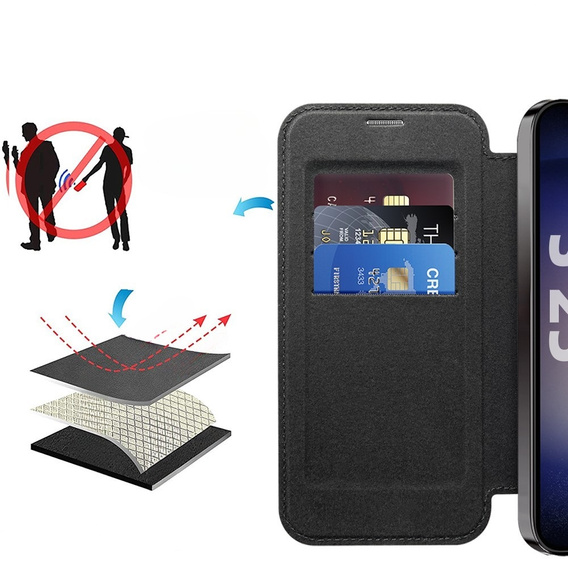 Откидной чехол для Samsung Galaxy S25, RFID Wallet MagSafe CamShield, чёрный