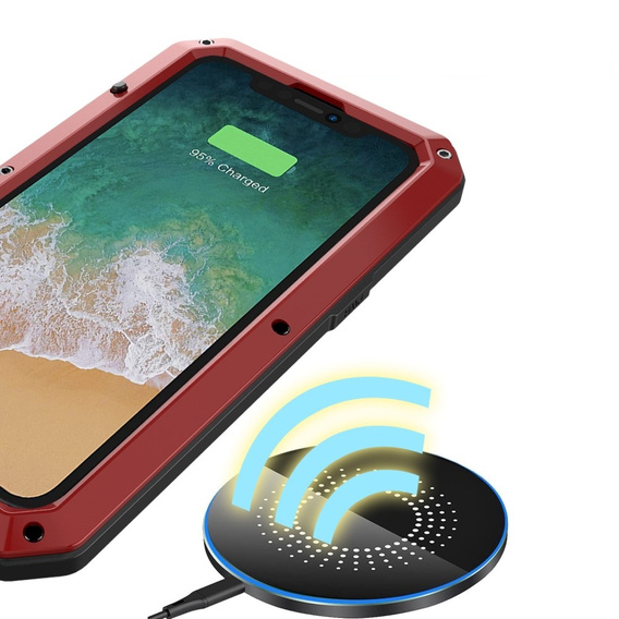 Чохол для iPhone 15 Plus, броньований, з інтегрованим склом, червоний