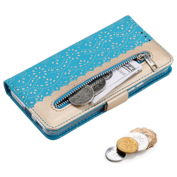 Чохол-кришка для Samsung Galaxy S22+ Plus 5G, Wallet Pocket Zipper Lace, м'яти