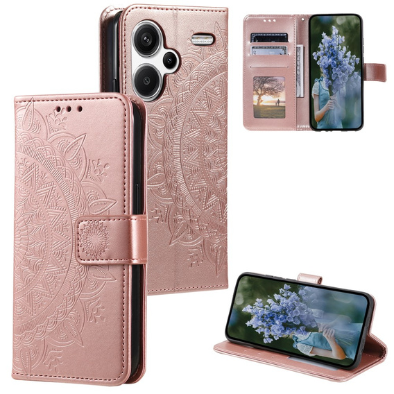 Чохол-книжка для Xiaomi Redmi Note 13 Pro+, Mandala, рожевий rose gold